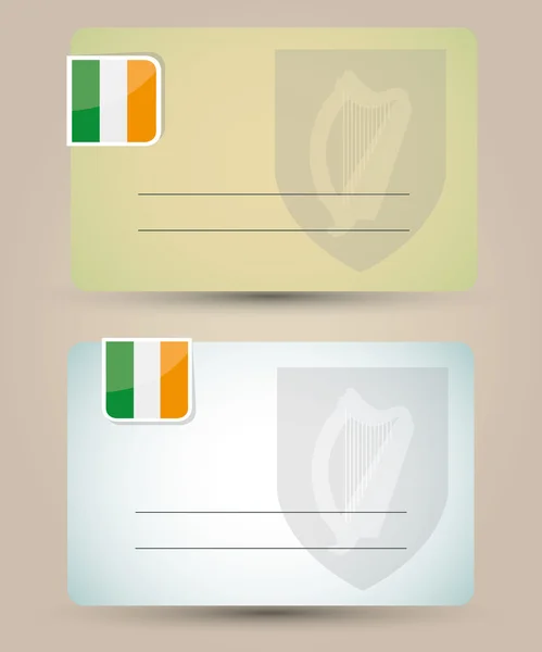Business card with flag and coat of arms of Ireland — Stock Vector