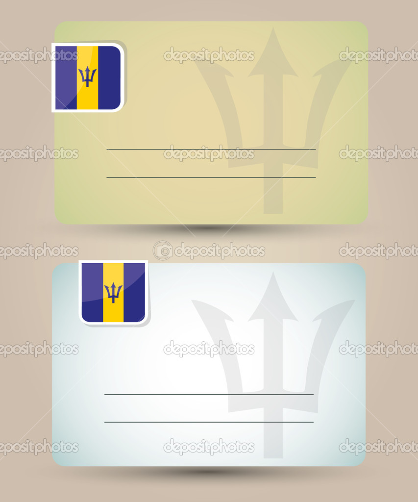 business card with flag and map of Barbados