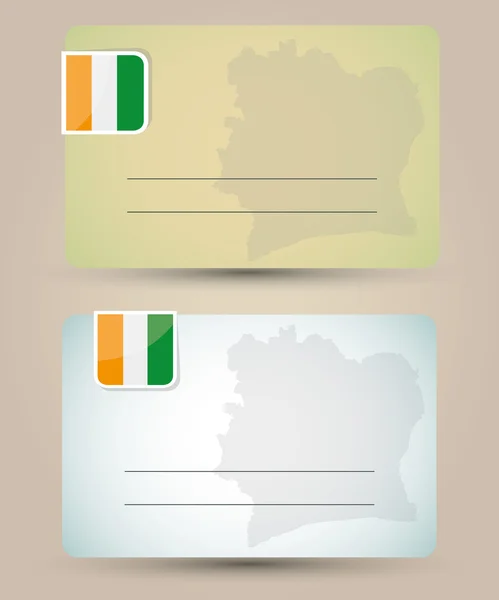 Business card with flag and map of Ivory coast — Stock Vector