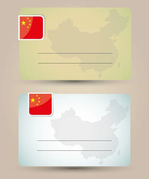 Business card with flag and map of China — Stock Vector