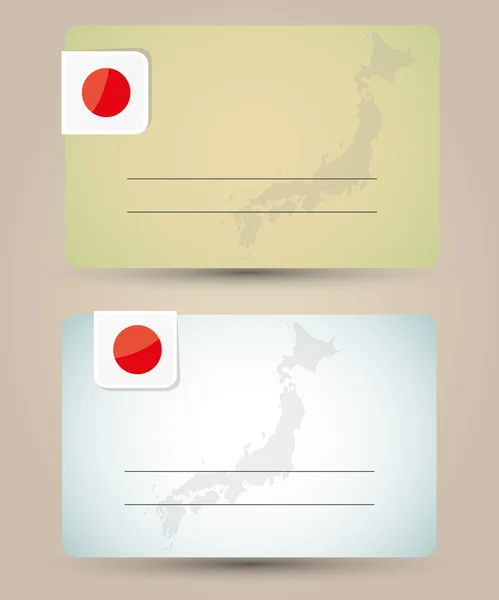 Business card with flag and map of Japan — Stock Vector