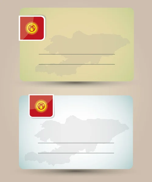 Vizitka s vlajka a mapa Kyrgyzstánu — Stockový vektor