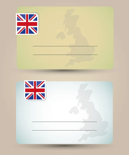 Business card with flag and map of Great Britain — Stock Vector