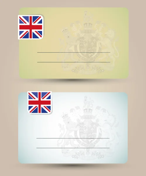 Business card with flag and coat of arms of Great Britain — Stock Vector