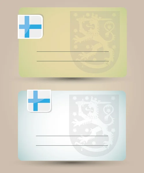 Tarjeta de visita con bandera y escudo de Finlandia — Archivo Imágenes Vectoriales