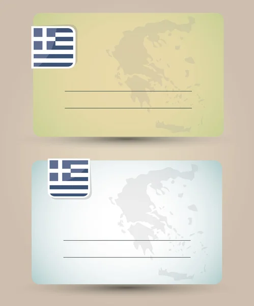 Визитная карточка с флагом и картой Греции — стоковый вектор