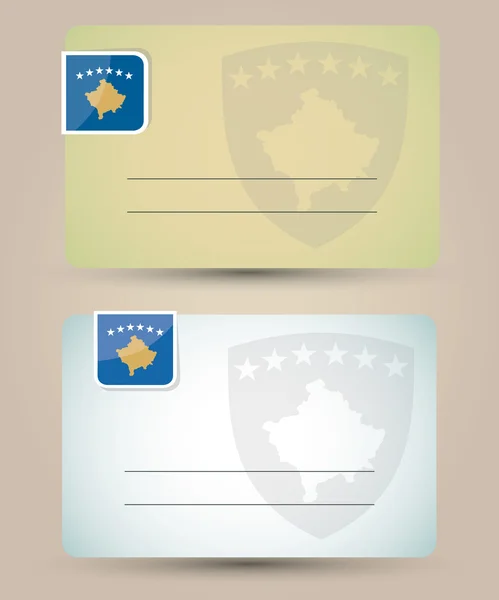 Carte de visite avec drapeau et armoiries du Kosovo — Image vectorielle