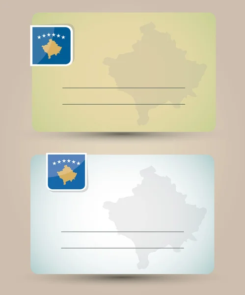 Tarjeta de visita con la bandera y el mapa de Kosovo — Archivo Imágenes Vectoriales