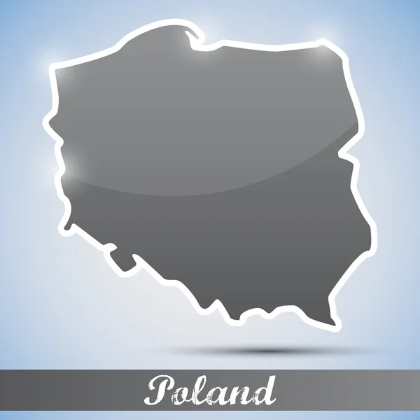 Icône brillante en forme de Pologne — Image vectorielle