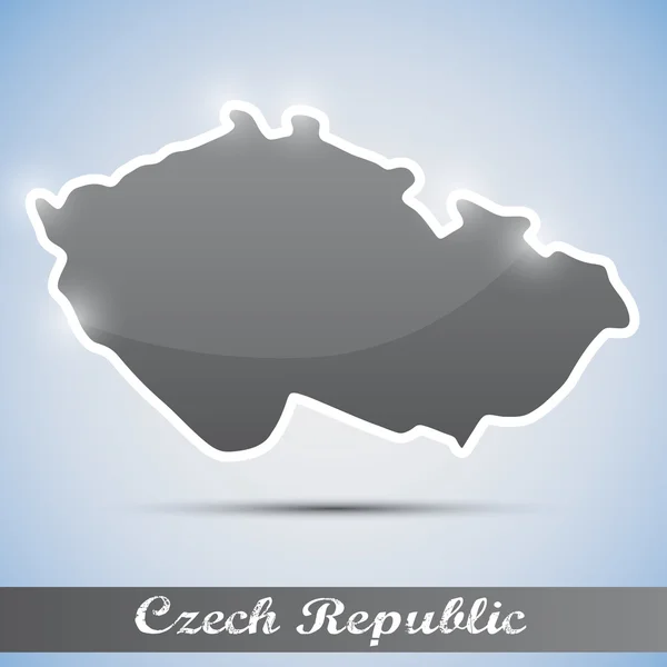 Glänzende Ikone in Form der Tschechischen Republik — Stockvektor