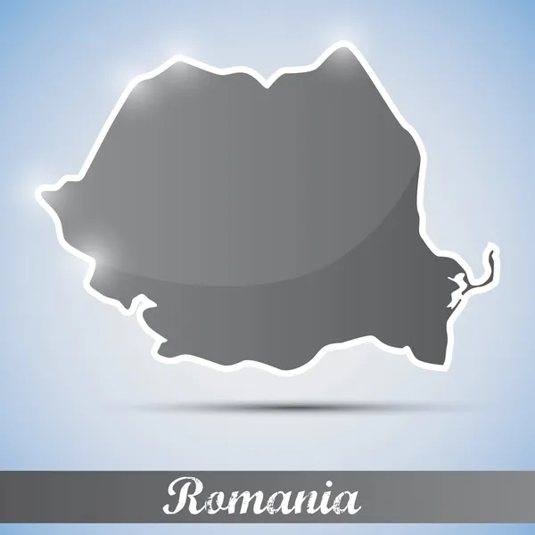 Ícone brilhante na forma de Roménia —  Vetores de Stock