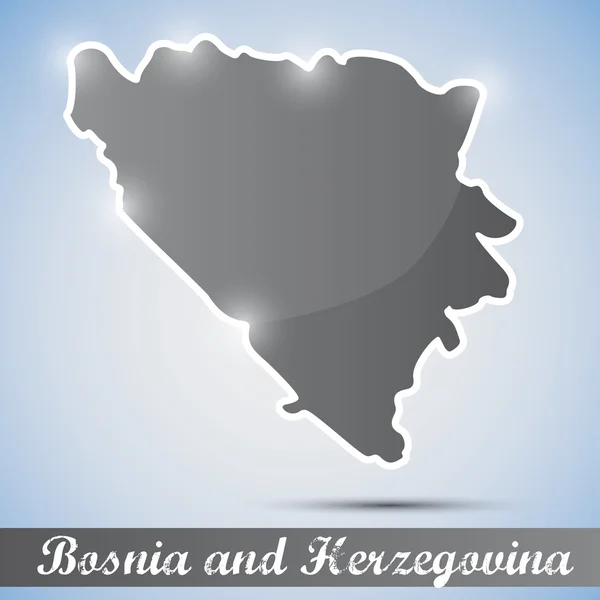 Shiny icon in form of Bosnia and Herzegovina — Stock Vector