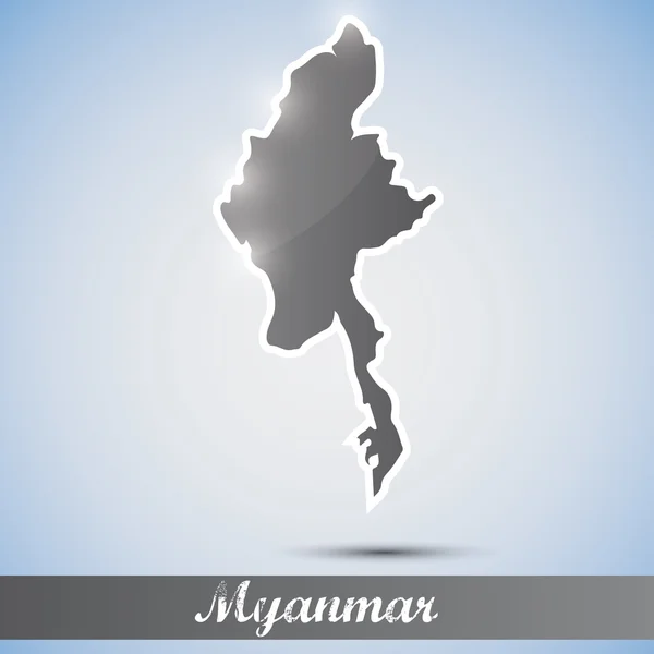 Ícone brilhante na forma de Myanmar — Vetor de Stock