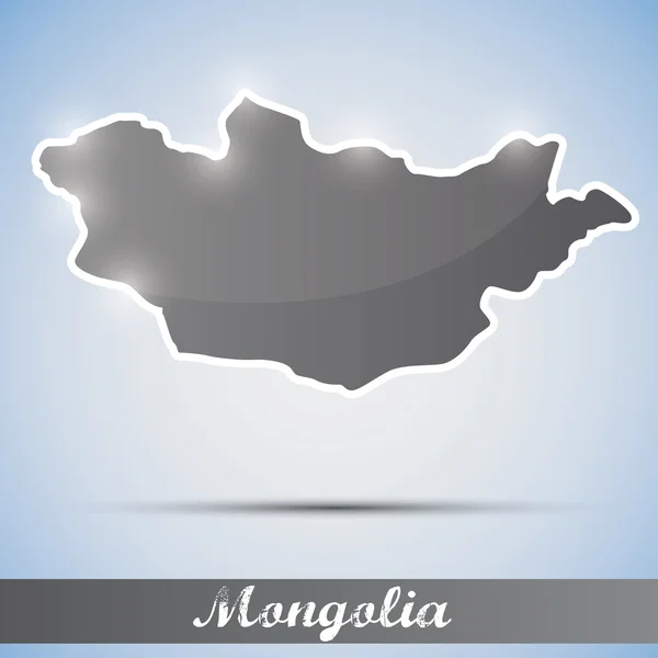 Icona lucente in forma di Mongolia — Vettoriale Stock