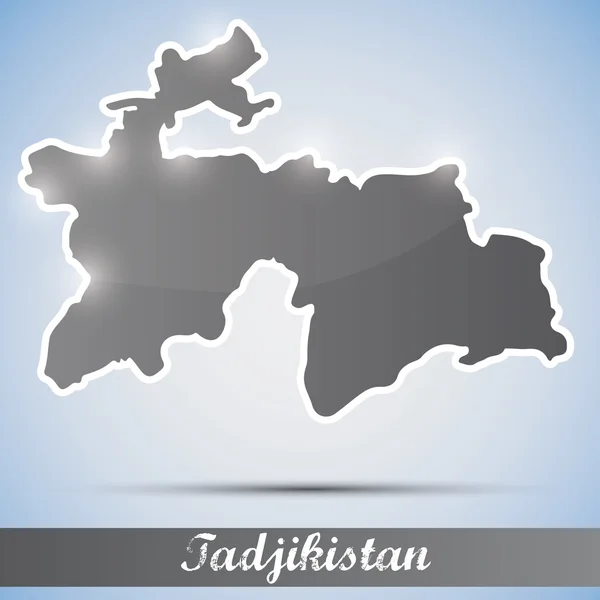 Icône brillante en forme de Tadjikistan — Image vectorielle