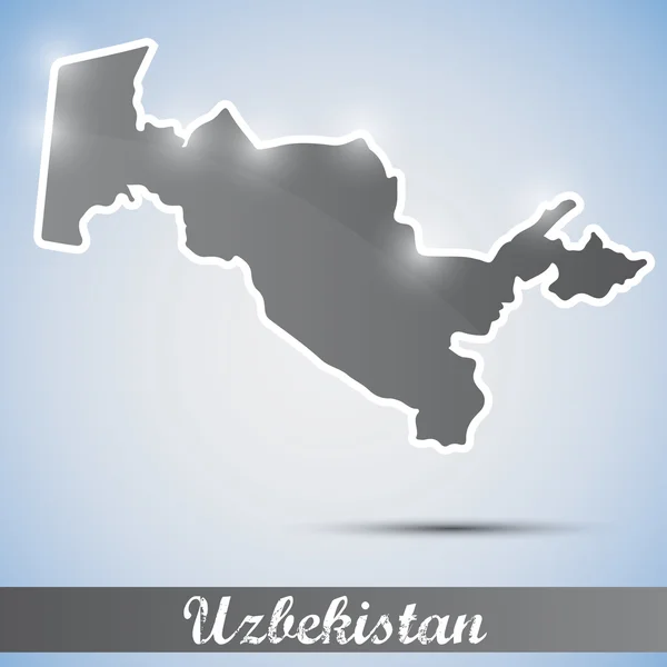 Icono brillante en forma de Uzbekistán — Archivo Imágenes Vectoriales
