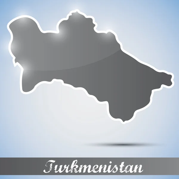 Glanzende pictogram in de vorm van turkmenistan — Stockvector