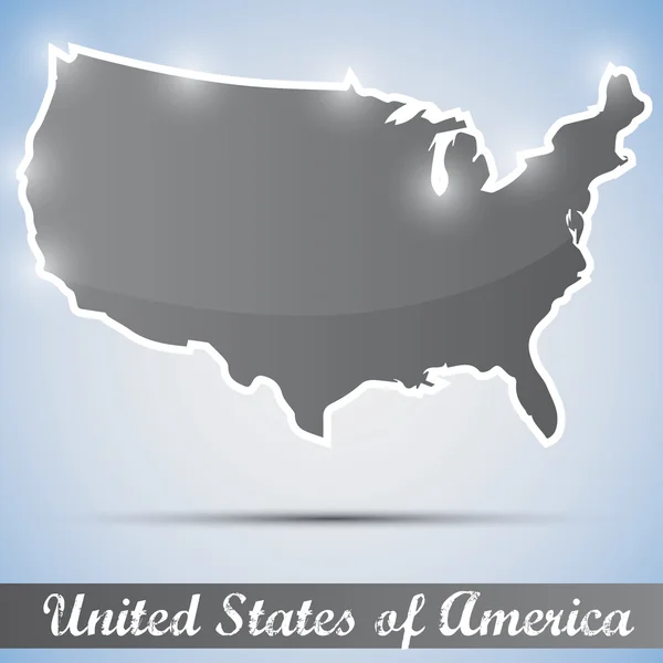 Glanzende pictogram in de vorm van Verenigde Staten — Stockvector