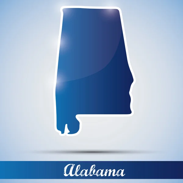 Glänzende Ikone in Form des Staates Alabama, USA — Stockvektor