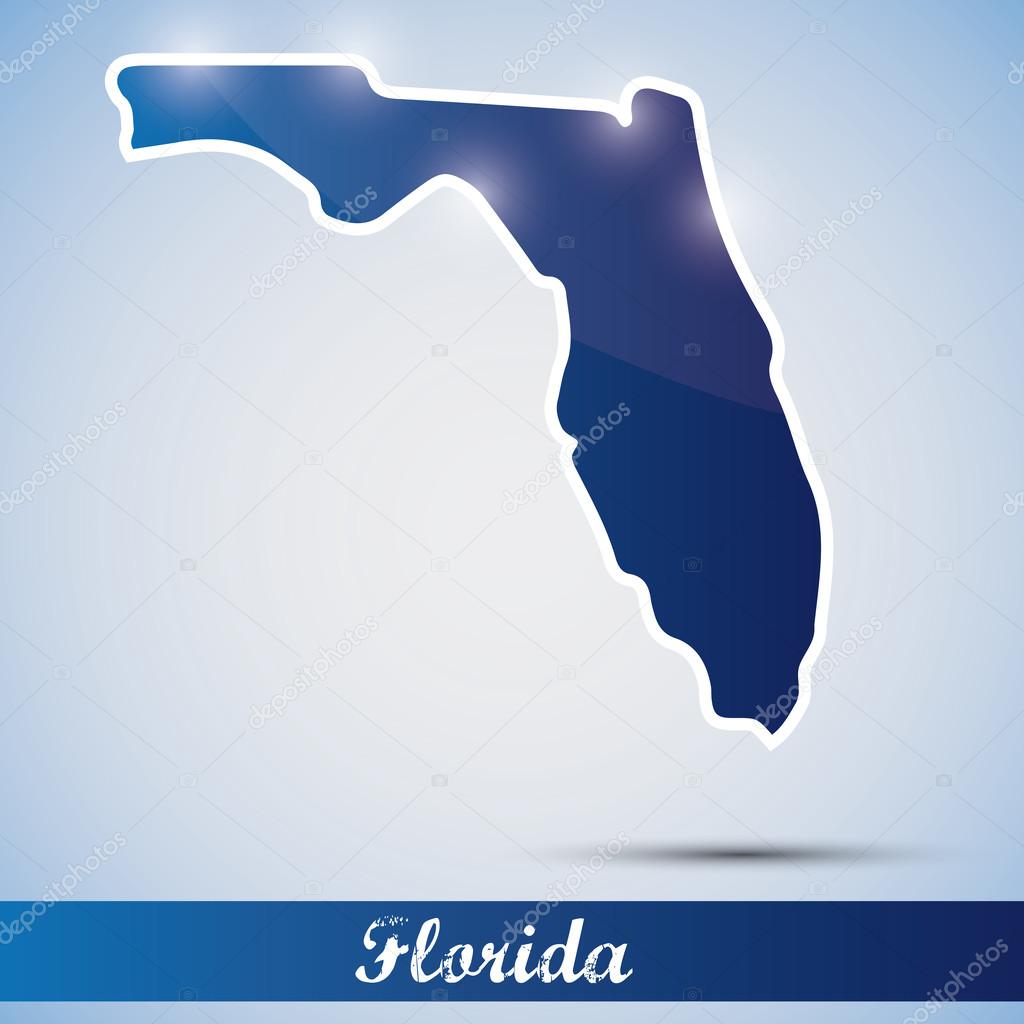 Shiny icon in form of Florida state, USA