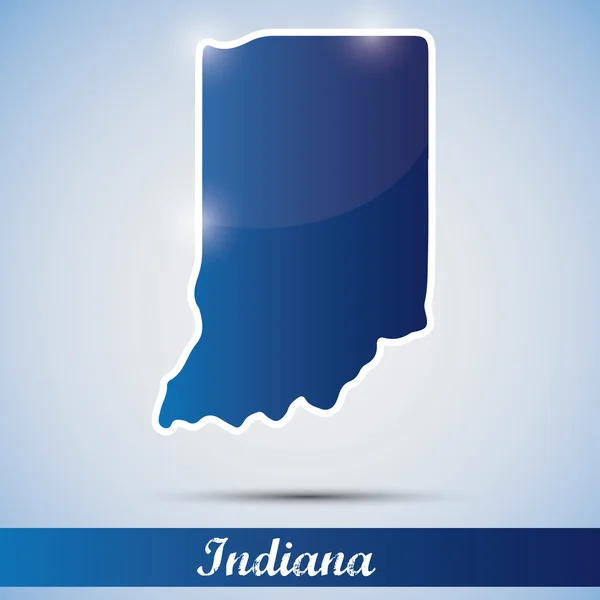 Icône brillante sous forme d'État de l'Indiana, États-Unis — Image vectorielle