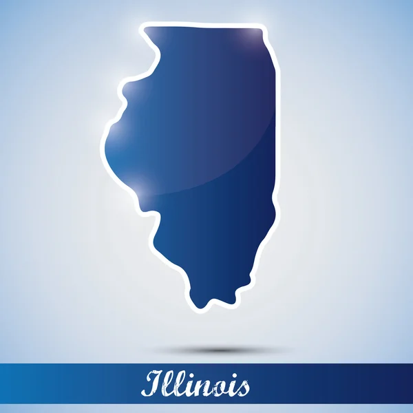 Ícone brilhante na forma de estado de Illinois, EUA — Vetor de Stock