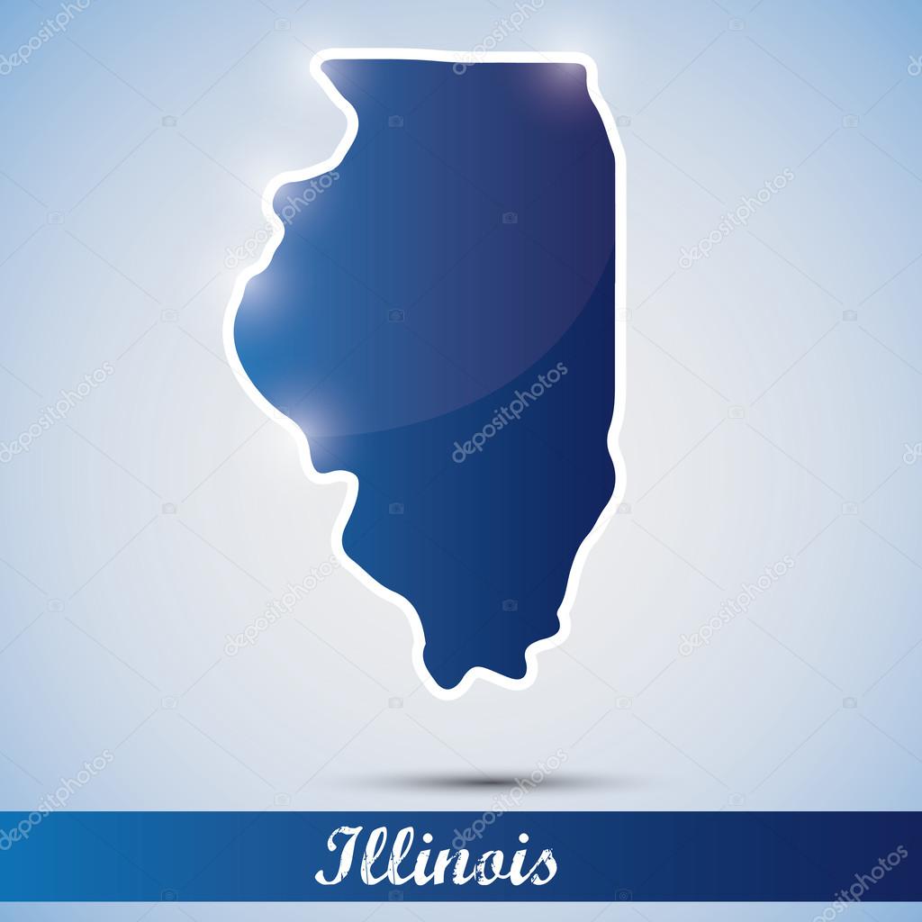 Shiny icon in form of Illinois state, USA