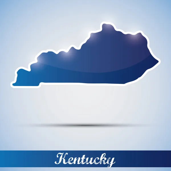 Icono brillante en forma de estado de Kentucky, EE.UU. — Vector de stock