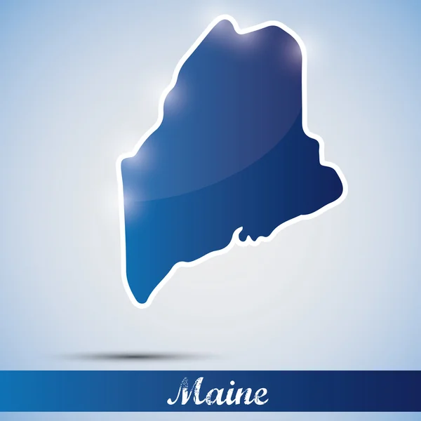 Icona lucente in forma di stato del Maine, Stati Uniti d'America — Vettoriale Stock