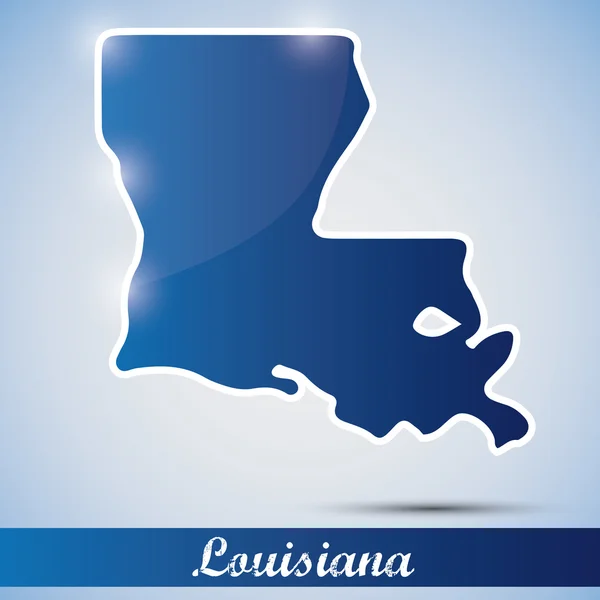 Ícone brilhante em forma de estado da Louisiana, EUA — Vetor de Stock