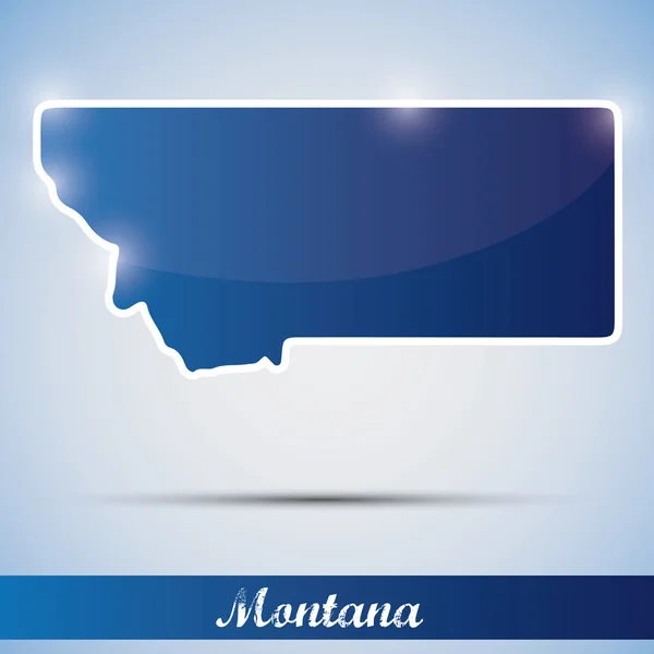 Shiny icon in form of Montana state, USA — Stock Vector