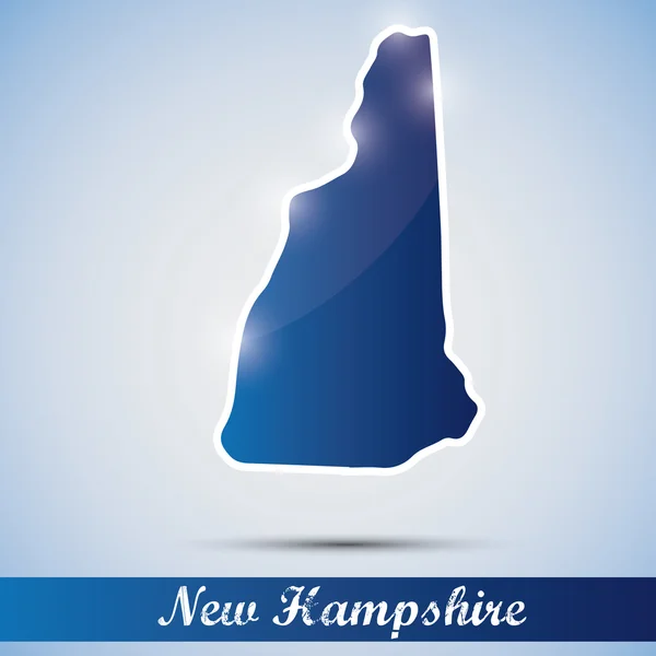Icona lucente in forma di stato del New Hampshire, Stati Uniti — Vettoriale Stock