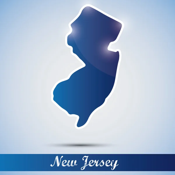 Shiny icon in form of New Jersey state, USA — Stock Vector