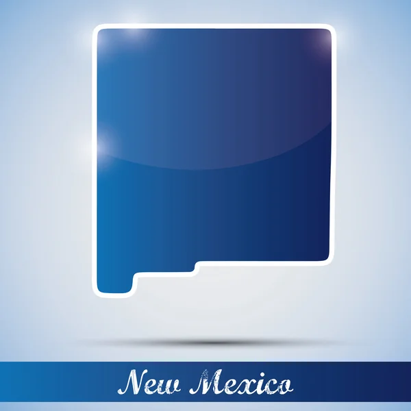 Icône brillante sous forme d'État du Nouveau-Mexique, États-Unis — Image vectorielle