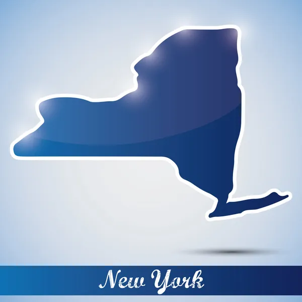 Icono brillante en forma de estado de Nueva York, EE.UU. — Vector de stock