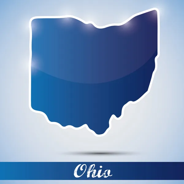 Icône brillante sous forme d'État de l'Ohio, États-Unis — Image vectorielle