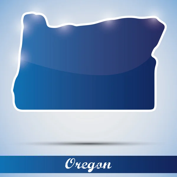 Icono brillante en forma de estado de Oregon, EE.UU. — Vector de stock