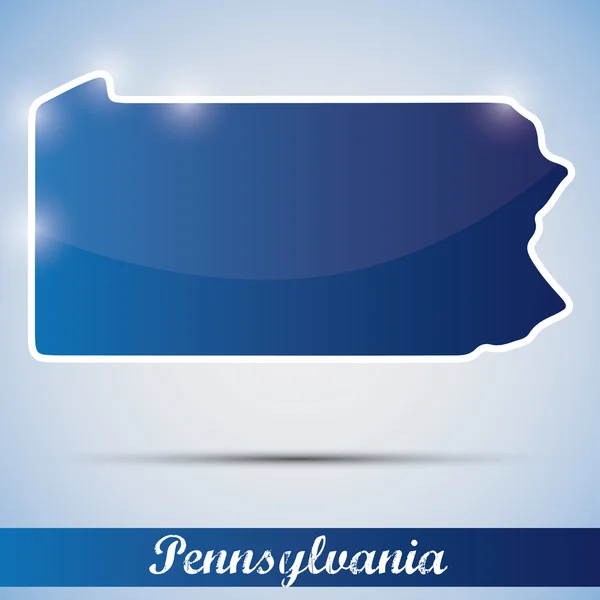 Shiny icon in form of Pennsylvania state, USA — Stock Vector