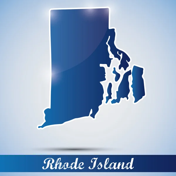 Ícone brilhante em forma de estado de Rhode Island, EUA — Vetor de Stock