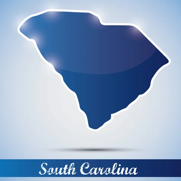 Ícone brilhante em forma de estado da Carolina do Sul, EUA — Vetor de Stock