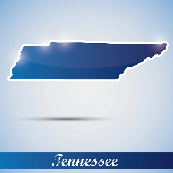 Icône brillante sous forme d'État du Tennessee, États-Unis — Image vectorielle