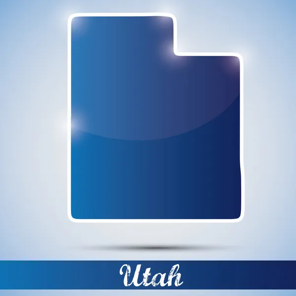 Ícone brilhante em forma de estado de Utah, EUA — Vetor de Stock