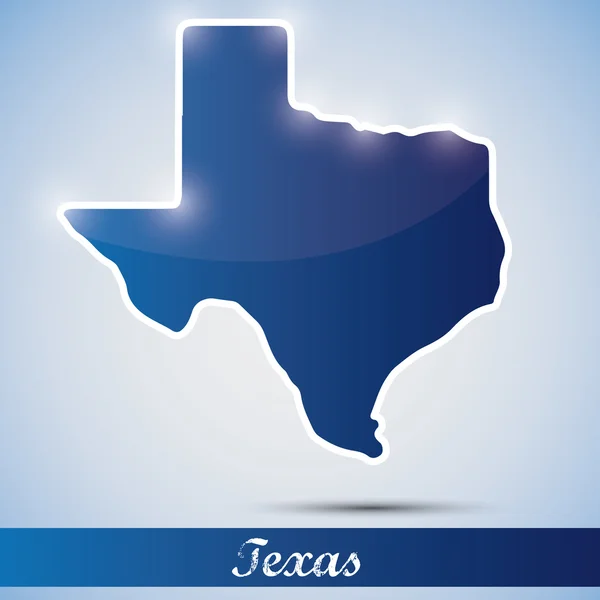 Glänzende Ikone in Form von Texas State, Vereinigte Staaten — Stockvektor