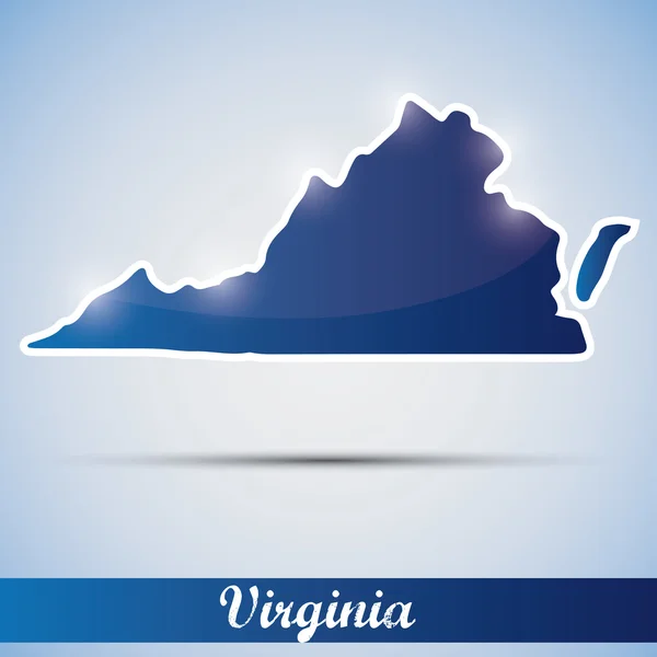 Icono brillante en forma de estado de Virginia, EE.UU. — Vector de stock