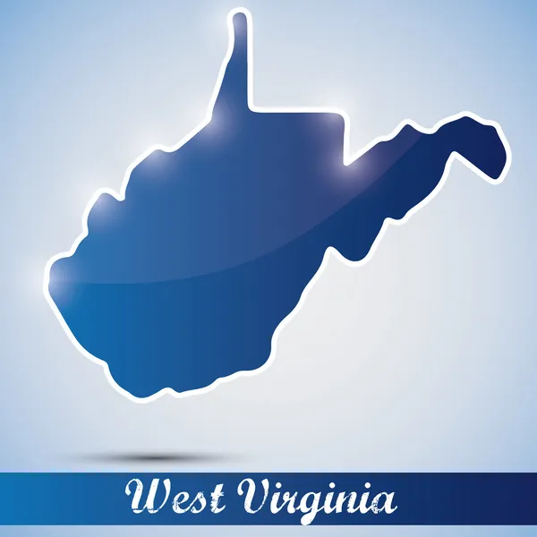 Glanzende pictogram in de vorm van de staat west virginia, Verenigde Staten — Stockvector