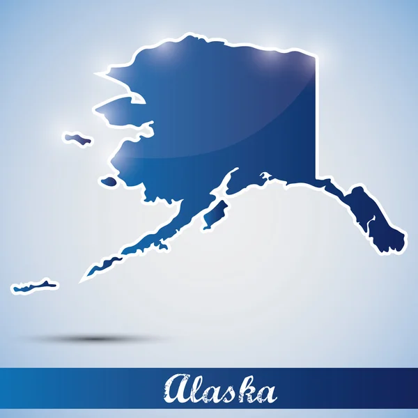 Glanzende pictogram in de vorm van alaska staat, Verenigde Staten — Stockvector