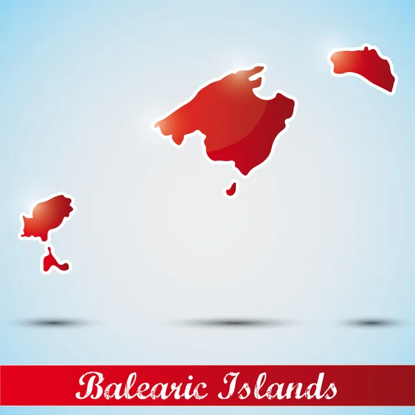 Fényes ikon formájában Baleár-szigetek, Spanyolország — Stock Vector
