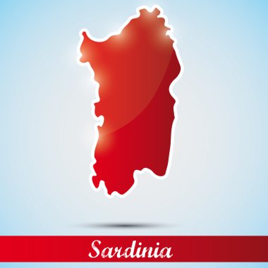 parlak simge şeklinde Sardunya Adası, İtalya