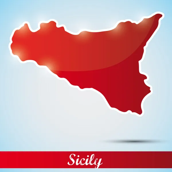 Icona lucente in forma di isola di Sicilia, Italia — Vettoriale Stock