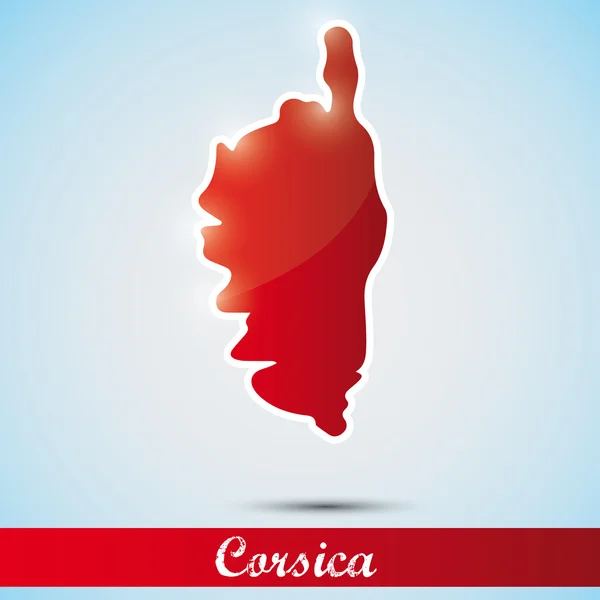 Glänzende Ikone in Form der Insel Korsika, Frankreich — Stockvektor